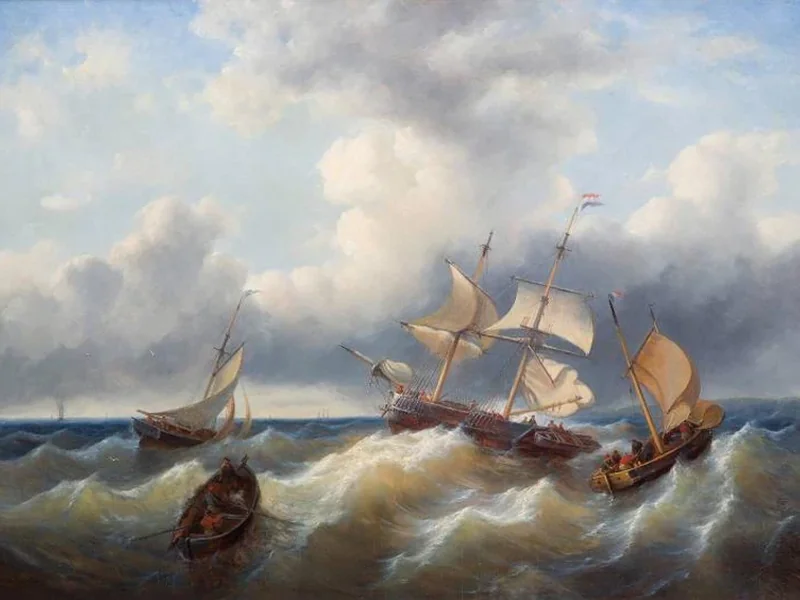 1807-Georg Willem Opdenhoff - Navi in ​​una tempesta marina